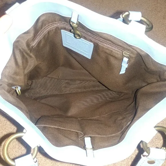 COACH Gigi Legacy Signature-C Canvas Shoulder Bag W/Blue Leather Trim - Picture 11 of 15